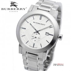 【BURBERRY】BU9900 The City Seconds Sub-dial Check Silver Tone 42mm