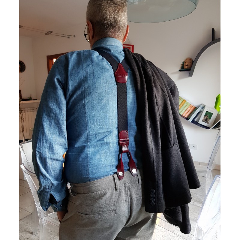 Bretelle Uomo Regimental RAF - Colori Militari, Terminali In Pelle, Tessuto Barathea