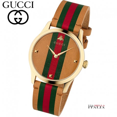 OROLOGIO GUCCI G-TIMELESS MD BROWN WEB CALF SWISS MADE