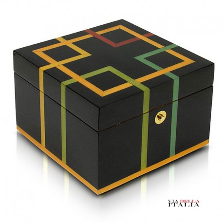 FORZIERI Scatola Portagioie in Legno Con Intarsi Geometrici