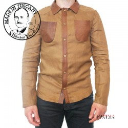 【Maledetti Toscani】CAMICIA BOTTONI TESSUTO E PELLE