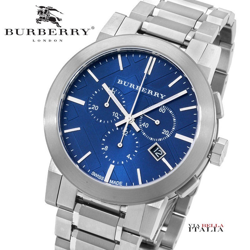 通販半額 Burberry BU9363 腕時計 ステンレス ブルー 青 クロノグラフ
