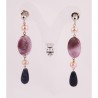 Silver earrings with pearls, amethyst and lapis lazuli