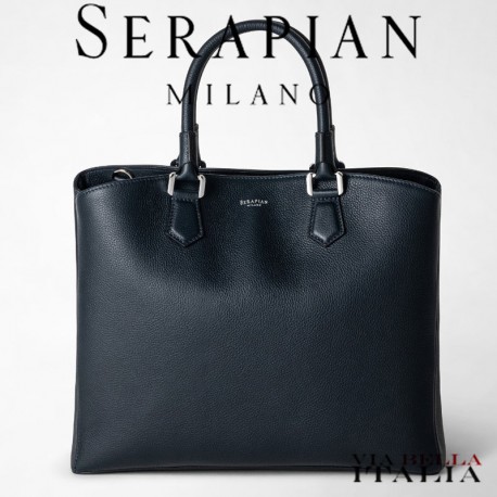 SERAPIAN MILANO - BORSA A MANO LUNA IN PELLE RUGIADA