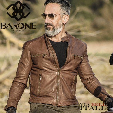 【BARONE FIRENZE】 MASSI JACKET IN SMOOTH NAPPA LEATHER