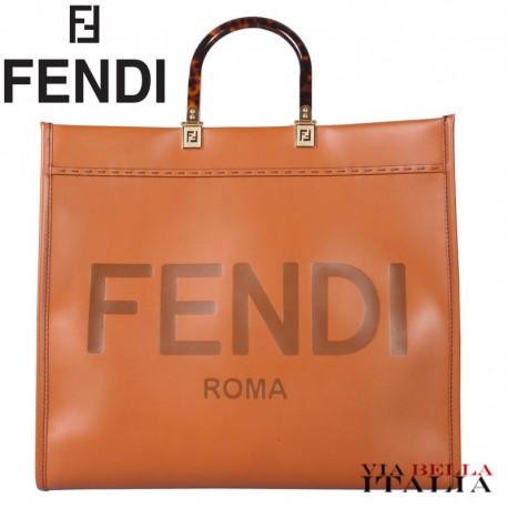 FENDI - LARGE SUNSHINE LEATHER LOGO SHOPPING BAG