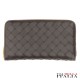【BOTTEGA VENETA】LEATHER ZIPPER WALLET WITH WOVEN PATTERN
