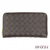 【BOTTEGA VENETA】LEATHER ZIPPER WALLET WITH WOVEN PATTERN