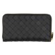 【BOTTEGA VENETA】LEATHER ZIPPER WALLET WITH WOVEN PATTERN
