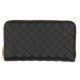 【BOTTEGA VENETA】LEATHER ZIPPER WALLET WITH WOVEN PATTERN