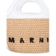 MARNI- BORSA TOTE PICCOLA IN RAFIA INTRECCIATA CON LOGO