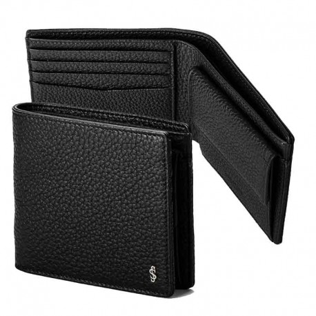 SERAPIAN MILANO - 4-CARD BILLFOLD WALLET WITH COIN POUCH IN CACHEMIRE LEATHER