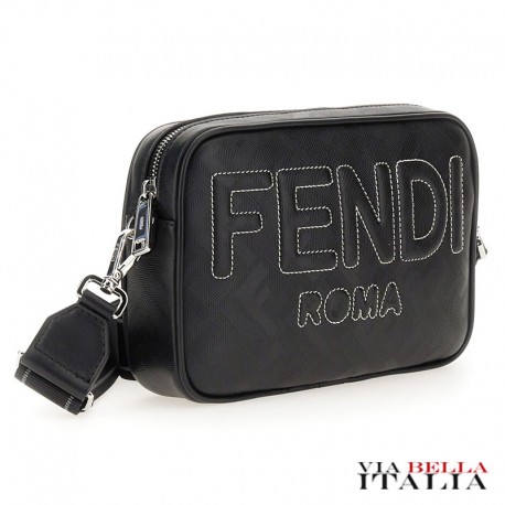 FENDI - LEATHER CAMERA CASE WITH FF PATTERN