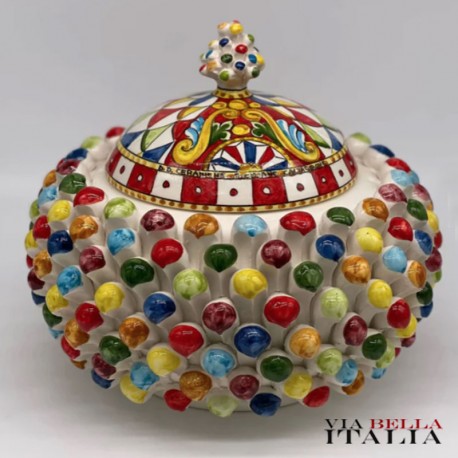 Caltaginone ceramic Pigna Biscuit jar H 23cm
