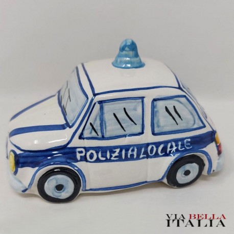 カルタジローネ陶器 フィアット500 イタリア市警察パトカー