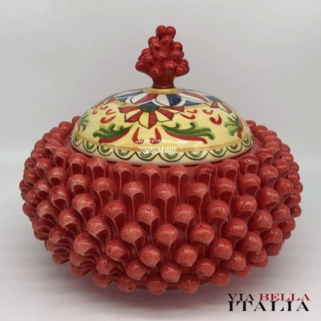 Caltaginone ceramic Pigna Biscuit jar H 23cm