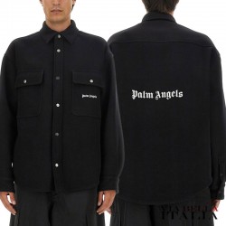 【PALM ANGELS】CAMICIA IN LANA CON LOGO