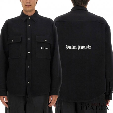 【PALM ANGELS】CAMICIA IN LANA CON LOGO
