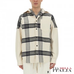【PALM ANGELS】COTTON CHECK OVERSHIRT WITH LOGO