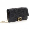 FENDI -CONTINENTAL BAGUETTE NAPPA LEATHER WALLET WITH FF PATTERN WITH CHAIN