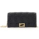FENDI -CONTINENTAL BAGUETTE NAPPA LEATHER WALLET WITH FF PATTERN WITH CHAIN