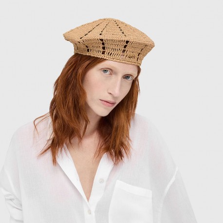 BORSALINO - Emily Beret Raffia Crochet