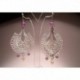 Chandelier silver earrings with pearls and amethyst on LineaErre embroidery