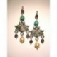 Chandelier earrings with pink freshwater pearls, amethyst and turquoise paste