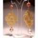 Silver earrings with pearls, madrepora and LineaErre embroidery