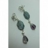 Silver earrings with fluorite, kyanite and pearls