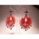 Chandelier earrings with pearls, hematite and LineaErre red embroidery