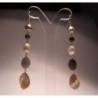 Silver earrings with pearls, mother of pearl, garnet and labradorite