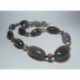 Necklace with agate, hematite, pearls and rhodonite
