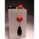 Silver earrings with madrepora, onyx and pearls