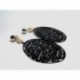 Earrings with freshwater pearls and black enamelled steel oval