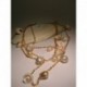 Brass necklace with freshwater pearls and shells