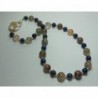 Necklace with rutilated quartz, lapis lazuli and micro pearls