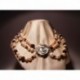 Necklace of three strands of pearls, garnet and mother of pearl closure