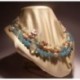 Collana in tre fili di perle rosacee, angelite, prehnite e pietra di luna