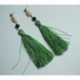Earrings with silk tassels, onyx and pearls
