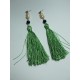 Earrings with silk tassels, onyx and pearls