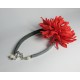 Leather chocker with a flower and pearls