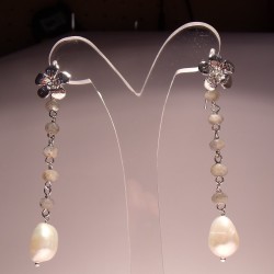 Orecchini in argento con perle e labradorite