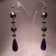 Orecchini in argento con perle, rubizoisite, lapislazzuli ed ematite
