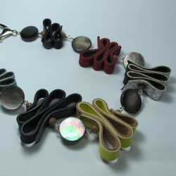 Collana con pelle, unakite e madreperla Tahiti