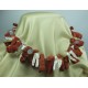 Necklace with madrepora (sponge coral), pearls and chalcedony