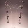 Orecchini con fluorite, pirite, granato e ametista