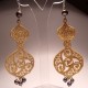 Silver earrings with pearls and golden LineaErre embroidery