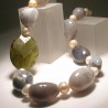 Collana con perle, agata e peridoto