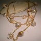 Brass necklace with freshwater pearls and shells